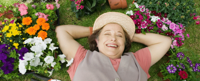 Woman Relaxing in Garden