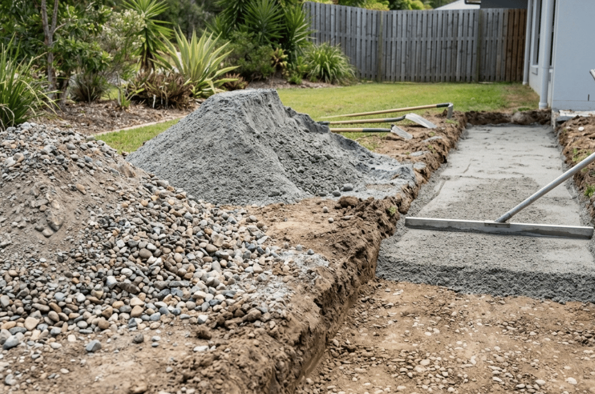 Road base vs crusher dust comparison in a residential landscaping project